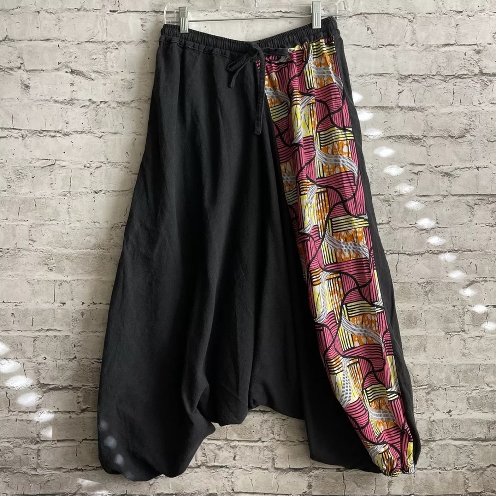 Younga Black Color Block Pink Yellow Orange Print Vtg Pants Size Small?